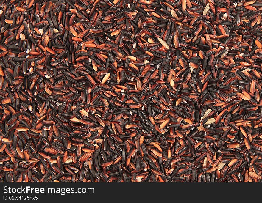 Brown and black rice  background