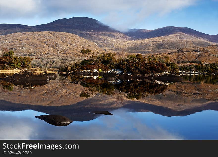 Mountain reflection o the Lakes of Killarney,County Kerry,Ireland. Mountain reflection o the Lakes of Killarney,County Kerry,Ireland.