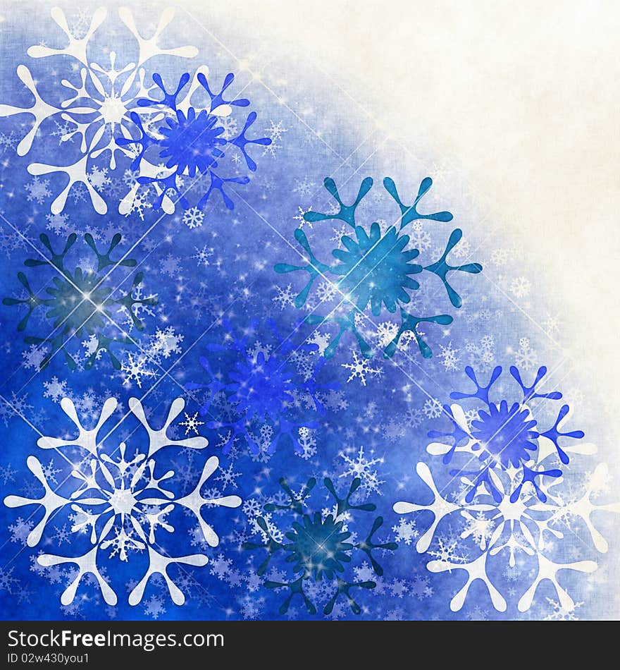 Grunge snowflakes . old paper with snow