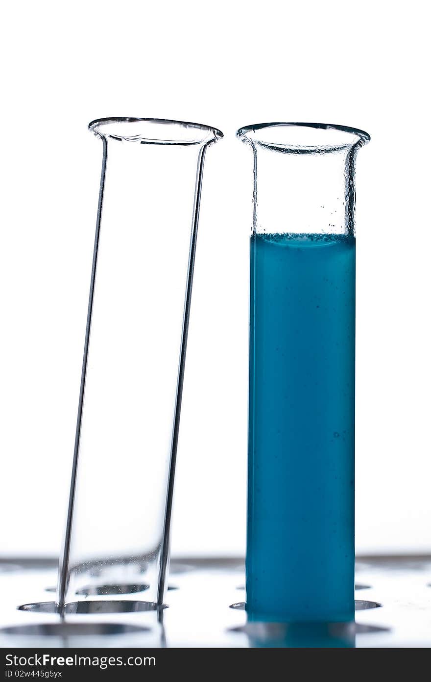 Test tube with a blue fluid