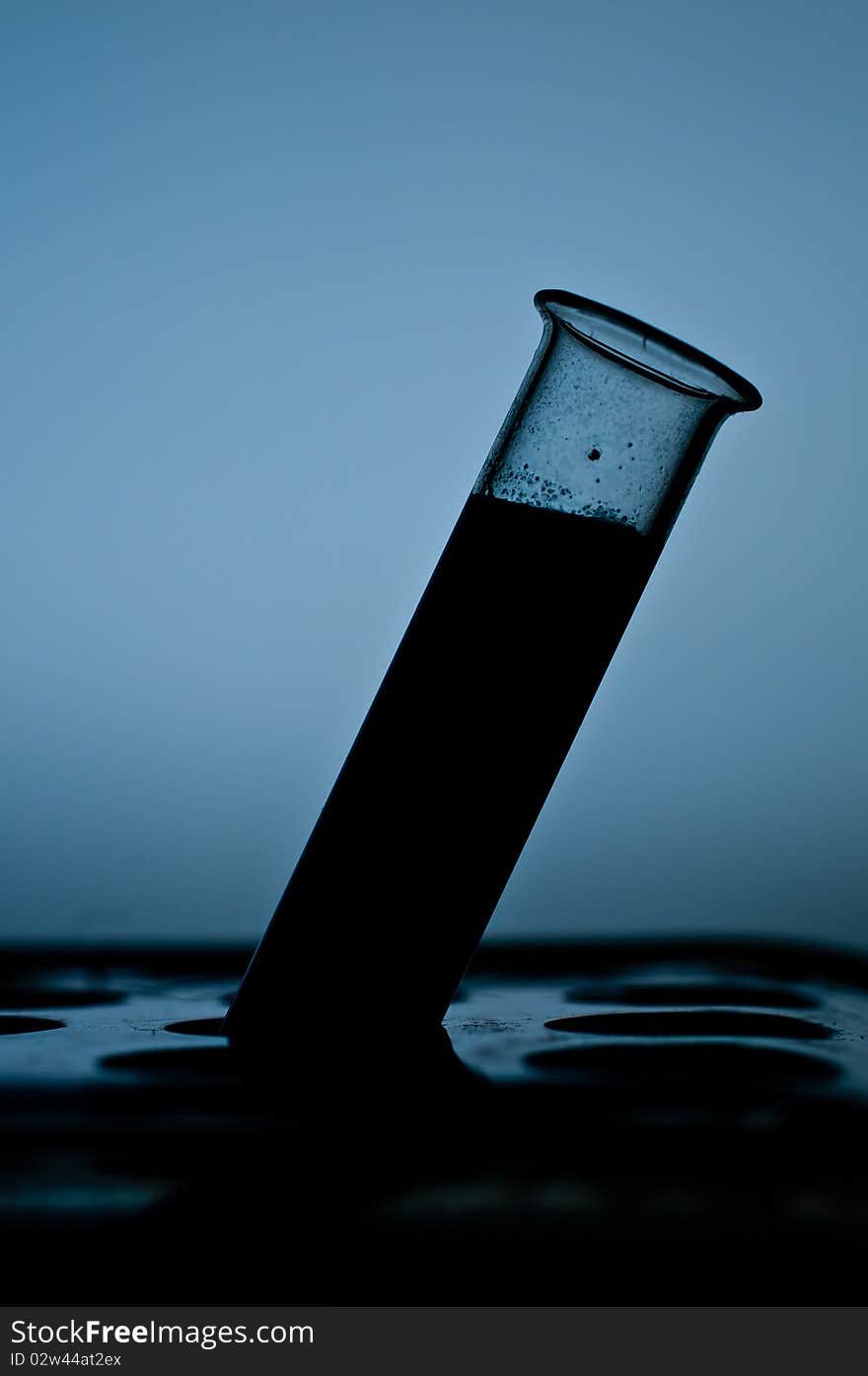 Test tube with a blue fluid