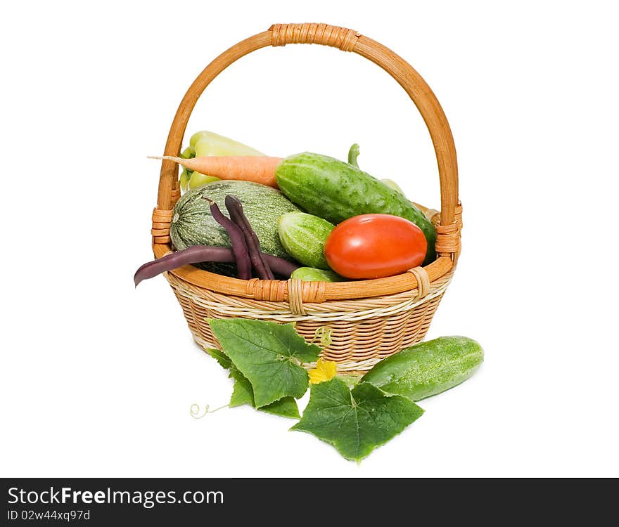 Wattled basket with vegetables