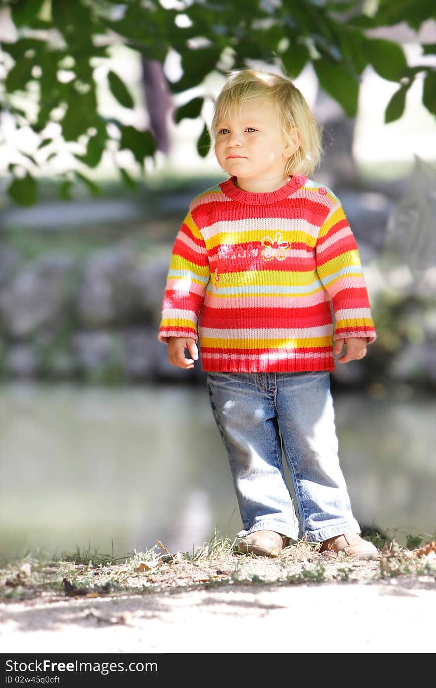 Cute toddler girl on nature