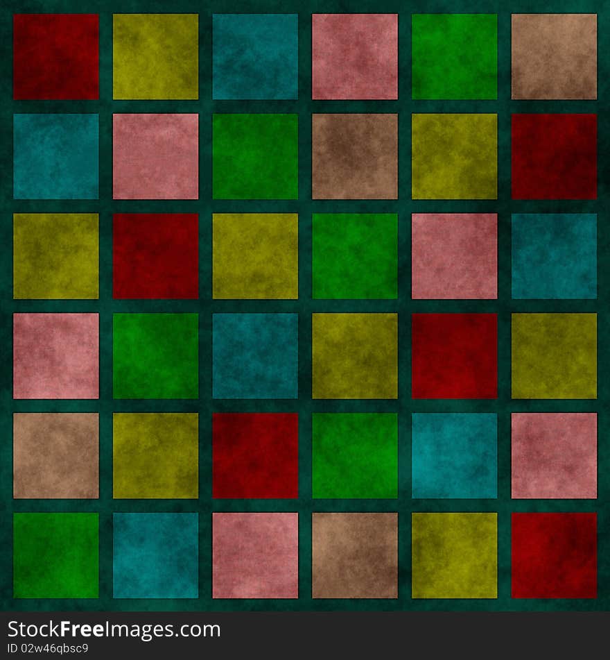 Multi colored grunge background with plaid pattern or stained-glass window