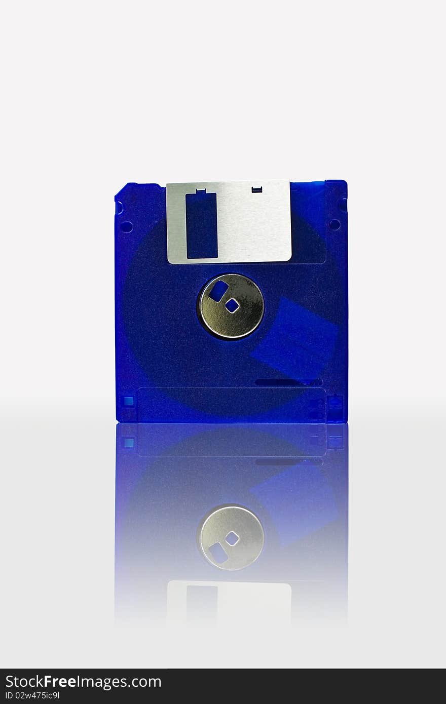 Blue floppy disks isolated on white background