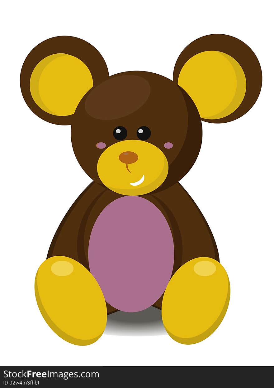 Little teddy bear on white background. Vector.