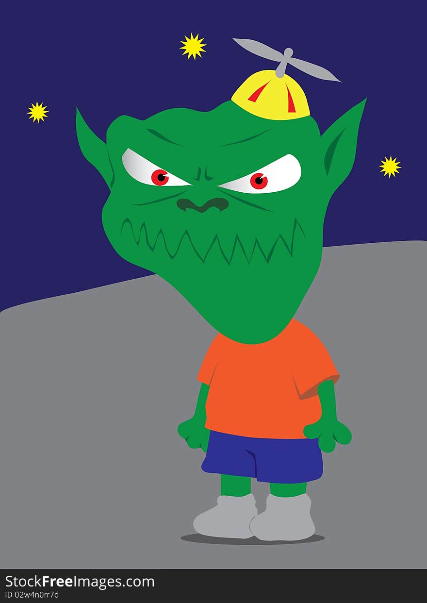 Angry monster cartoon.  illustration