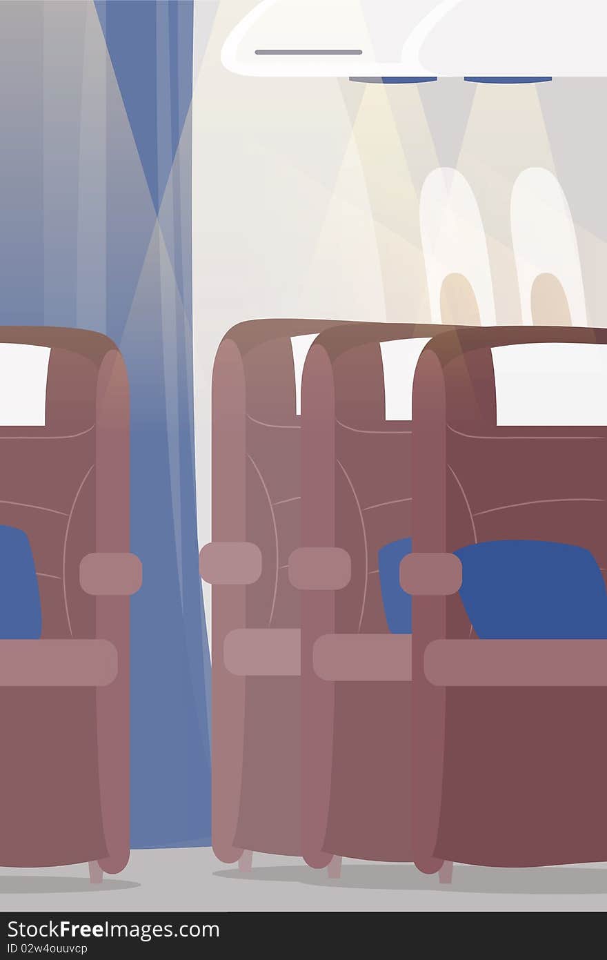 View of an airplane interior. View of an airplane interior