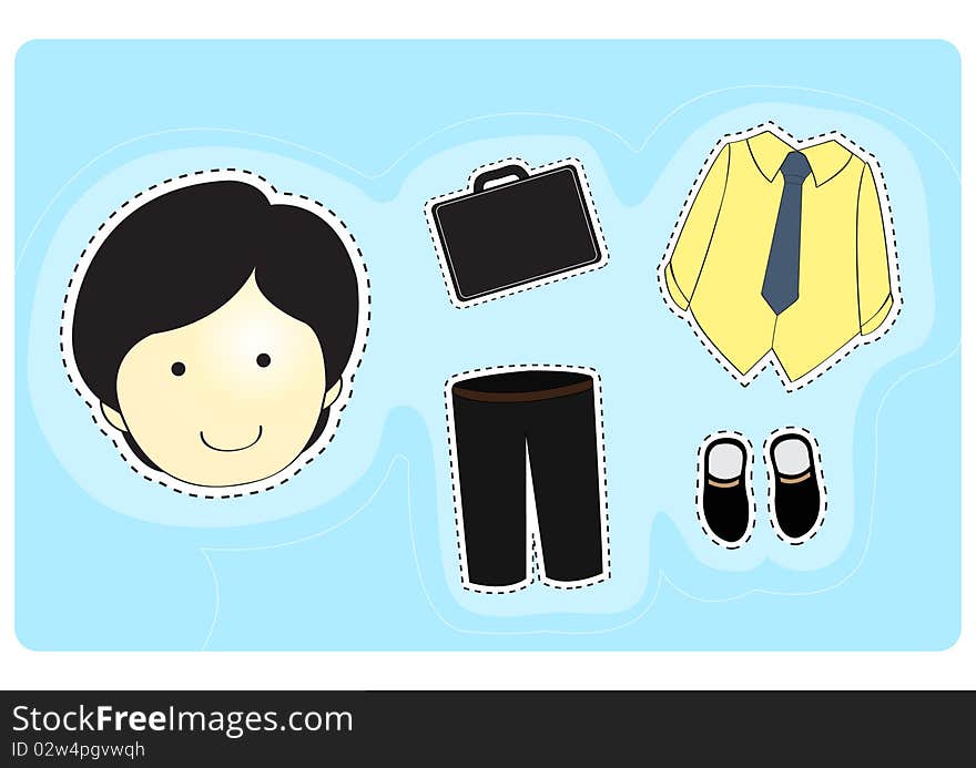 Businessman with variety of clothes