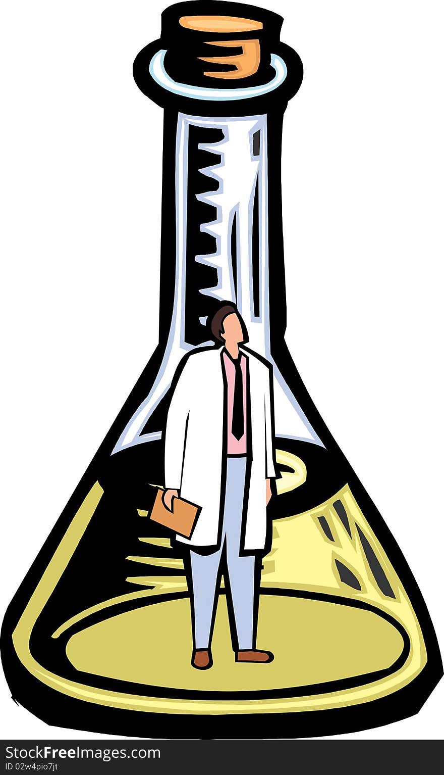 Scientist genie in a conical flask. Scientist genie in a conical flask