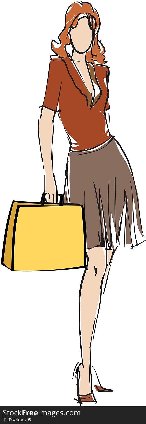 Illustration of a Woman holding shopping bags. Illustration of a Woman holding shopping bags