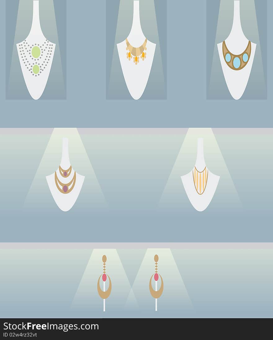 Illustration of a jewellery in a store. Illustration of a jewellery in a store