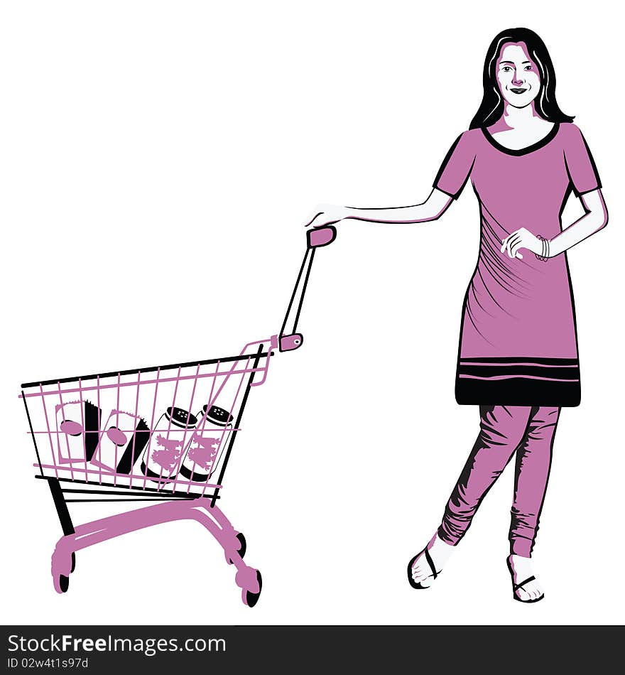 Illustration of a Woman shopping. Illustration of a Woman shopping