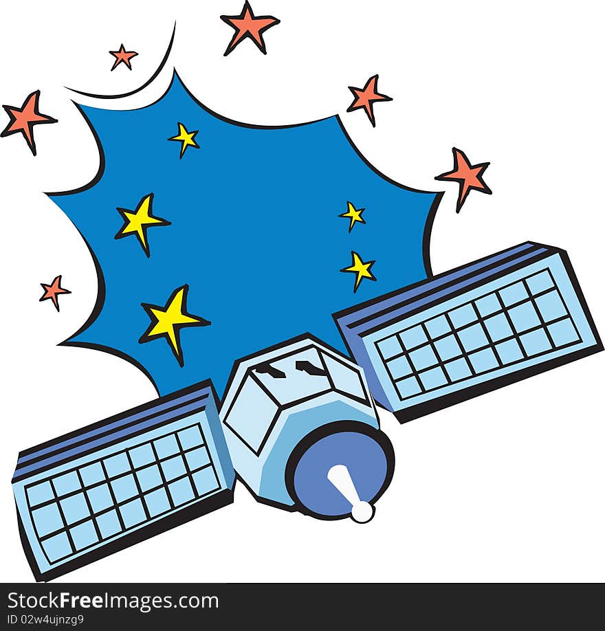 Illustration of a satellite and space exploration. Illustration of a satellite and space exploration