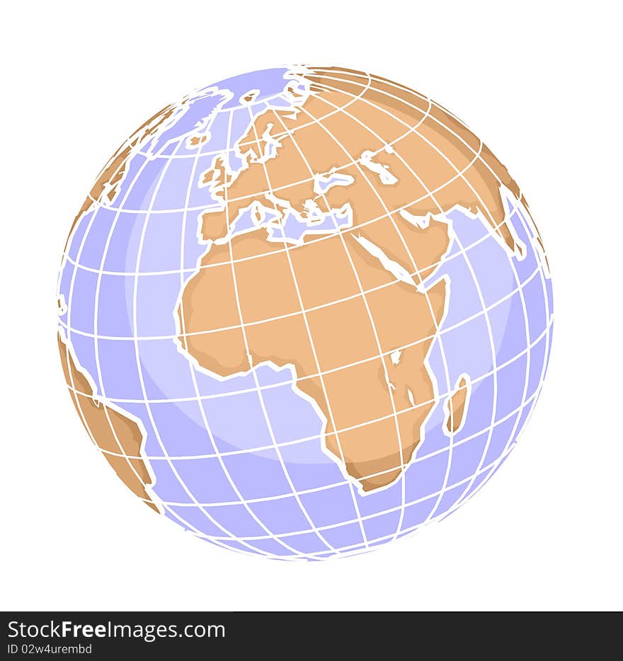 Illustration of a Globe map. Illustration of a Globe map