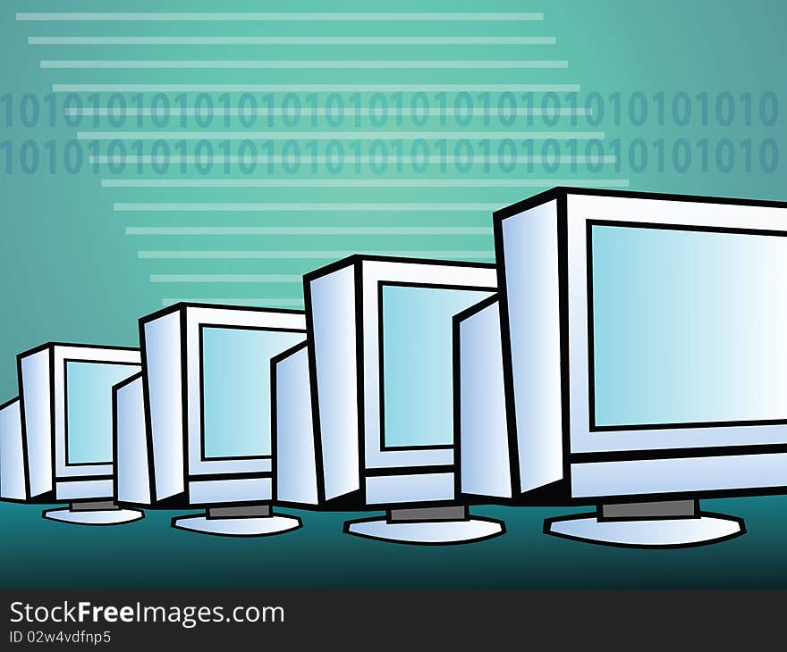 Illustration of a row of computers. Illustration of a row of computers