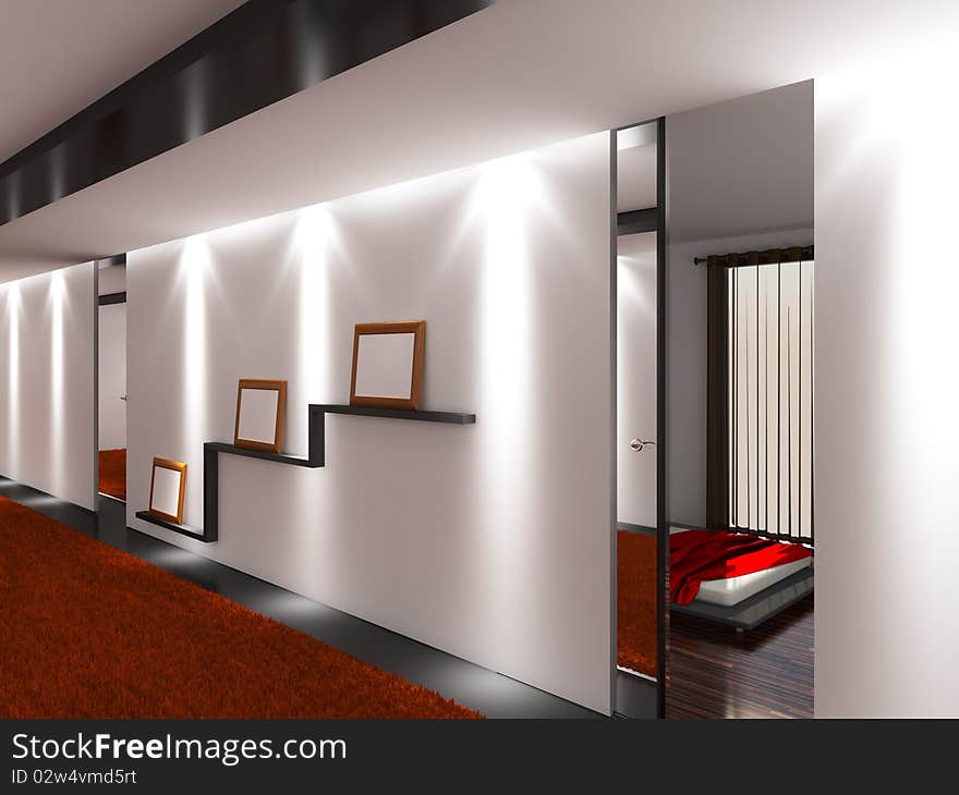 Modern interior of hotel (3d rendering ). Modern interior of hotel (3d rendering )