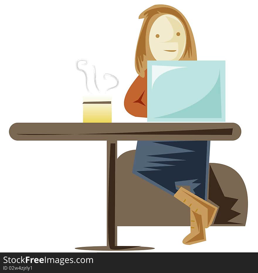 Female working on a laptop. Female working on a laptop