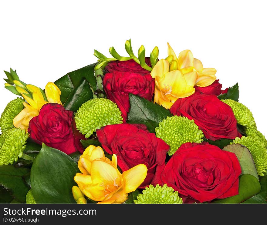 Close-up photo of flower bunch on white background. Clipping path included.