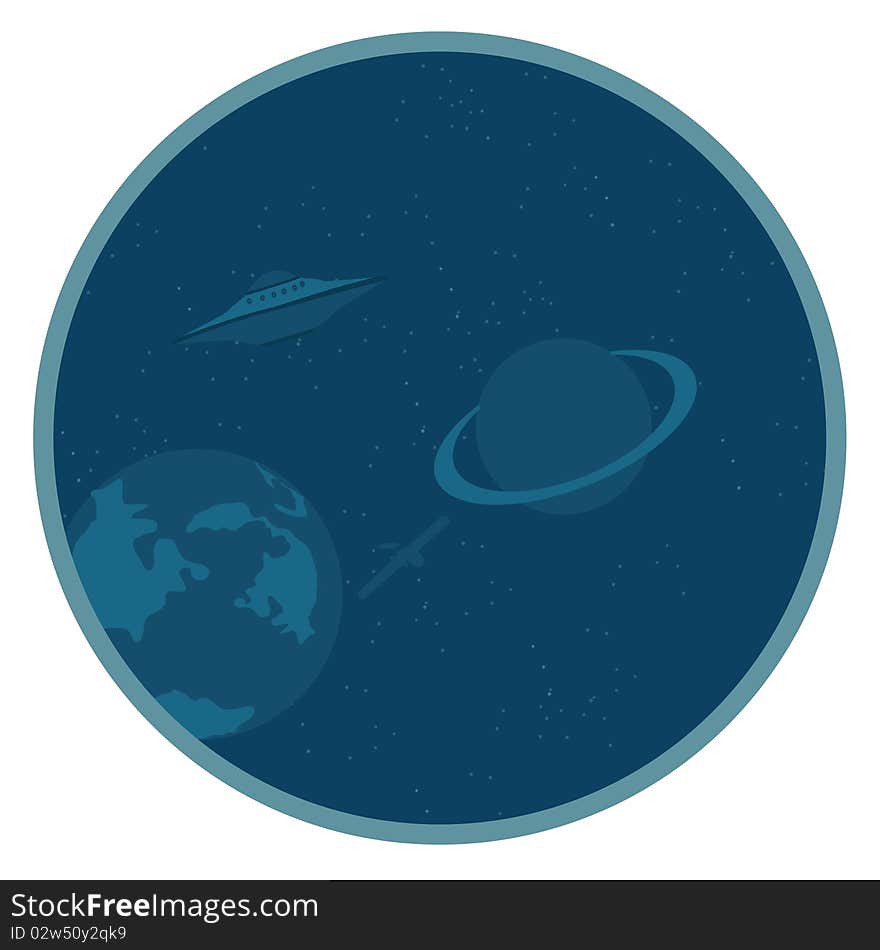 Illustration of a space planets and satellites. Illustration of a space planets and satellites