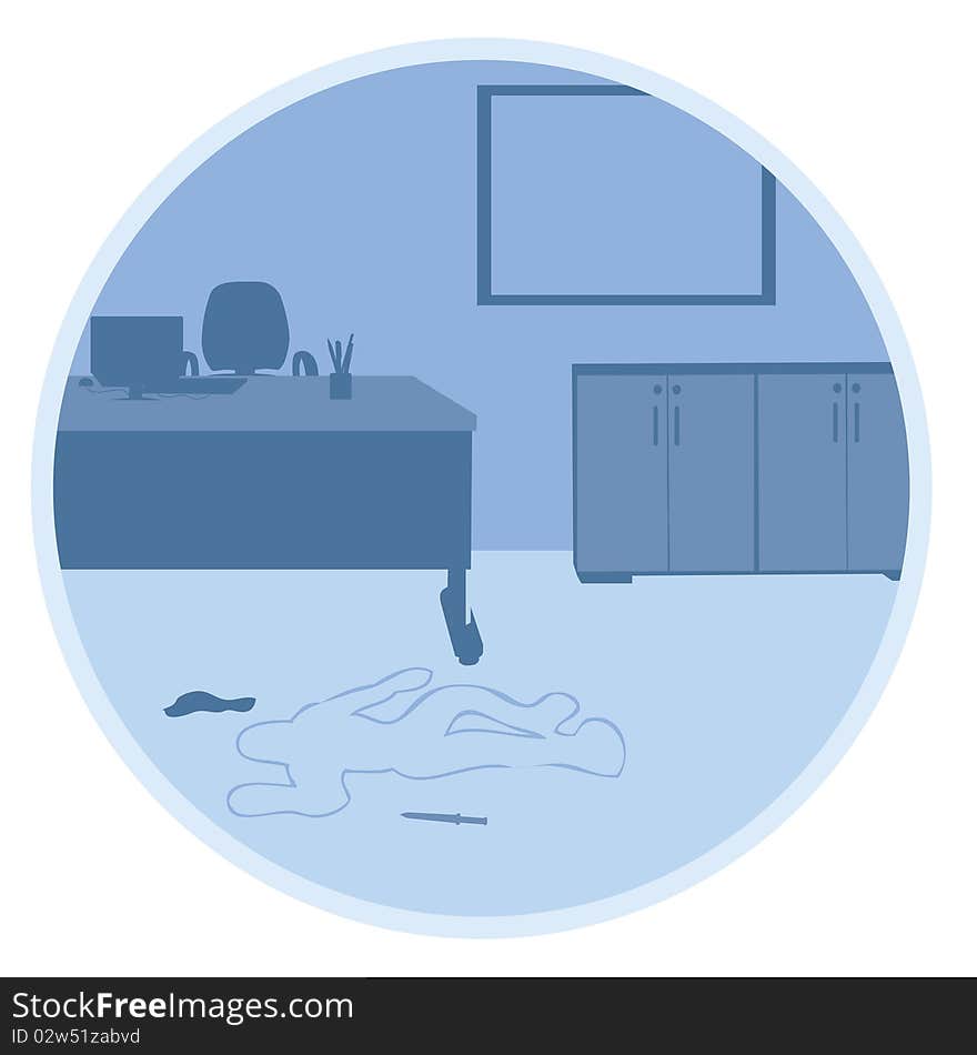 Illustration of a crime scene. Illustration of a crime scene