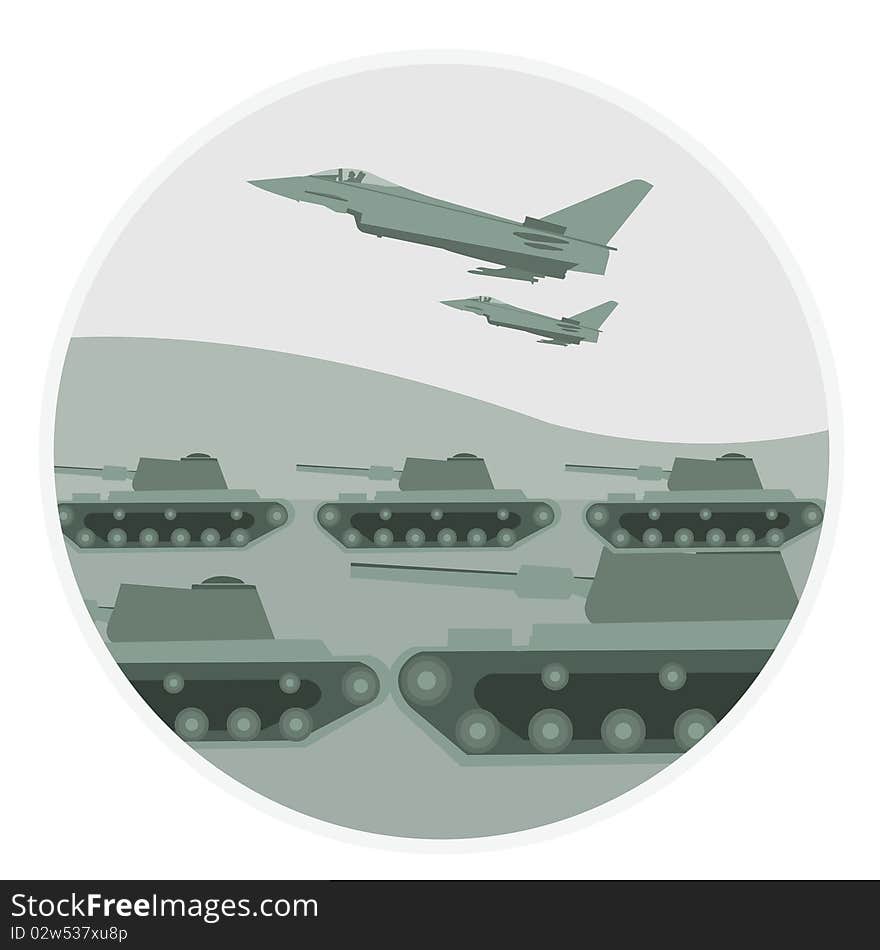 Illustration of an army convoy. Illustration of an army convoy