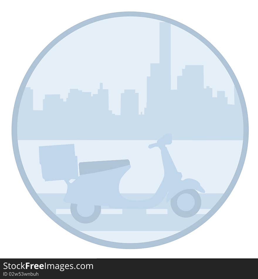 Illustration of a delivery scooter. Illustration of a delivery scooter