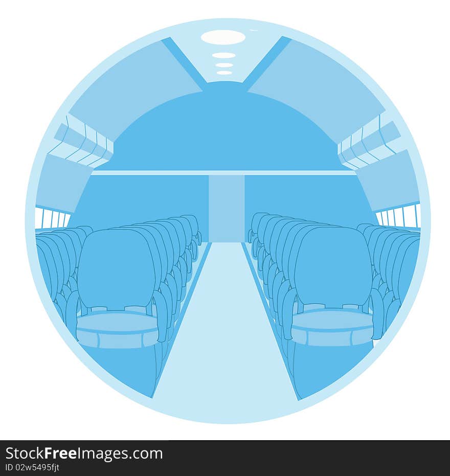 Illustration of a airplane interior. Illustration of a airplane interior