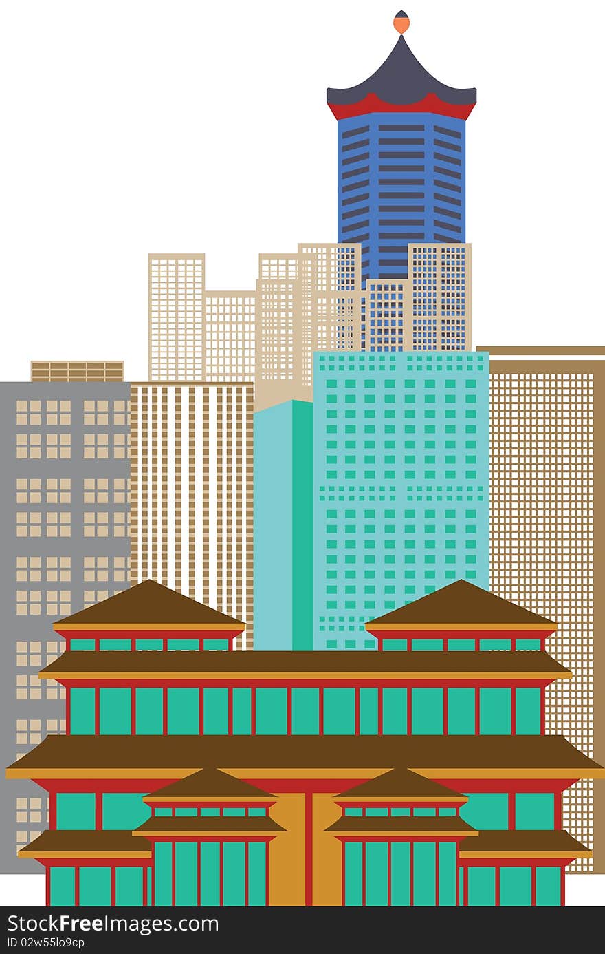 Illustration of Buildings in a city. Illustration of Buildings in a city