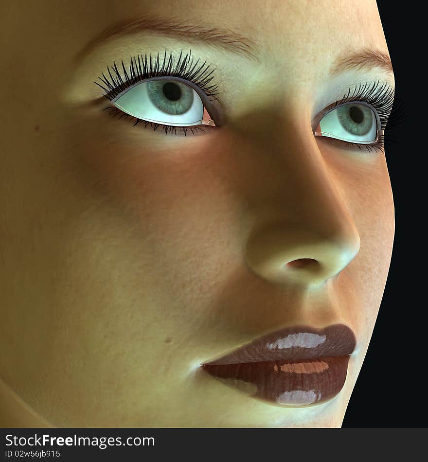 3d rendering a female face as illustration. 3d rendering a female face as illustration