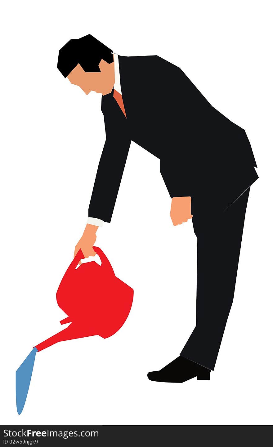 Illustration of a Businessman watering. Illustration of a Businessman watering