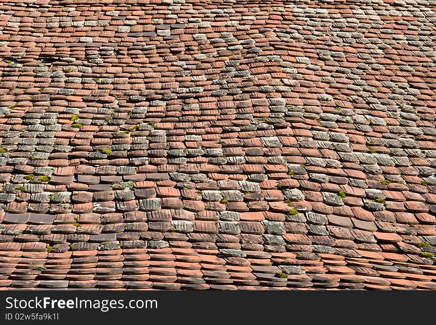 Old roofing tiles for background