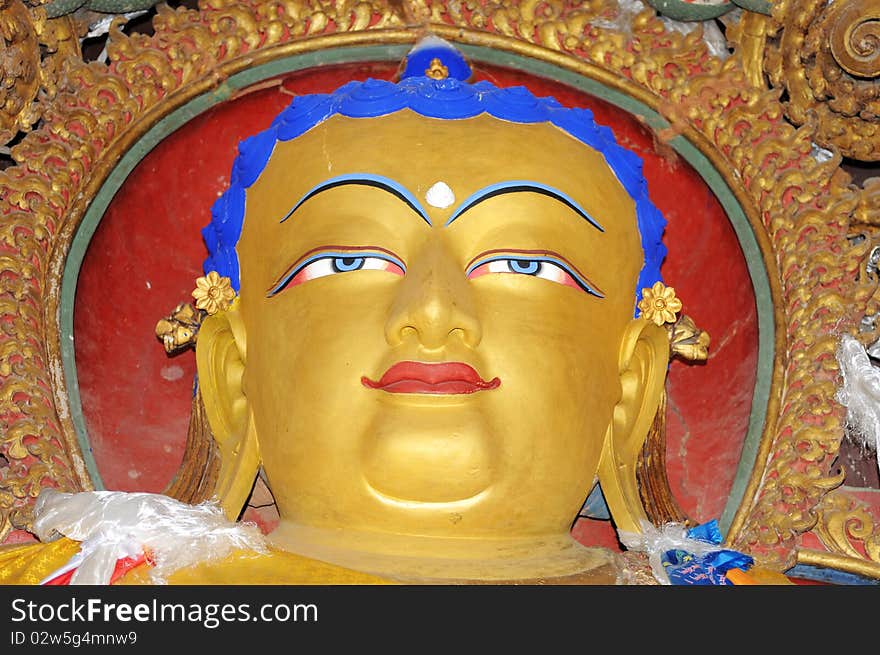 Golden buddha sculpture in Tibet