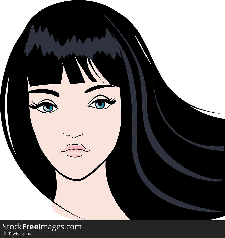 Glamour girl with black hairs. Glamour girl with black hairs