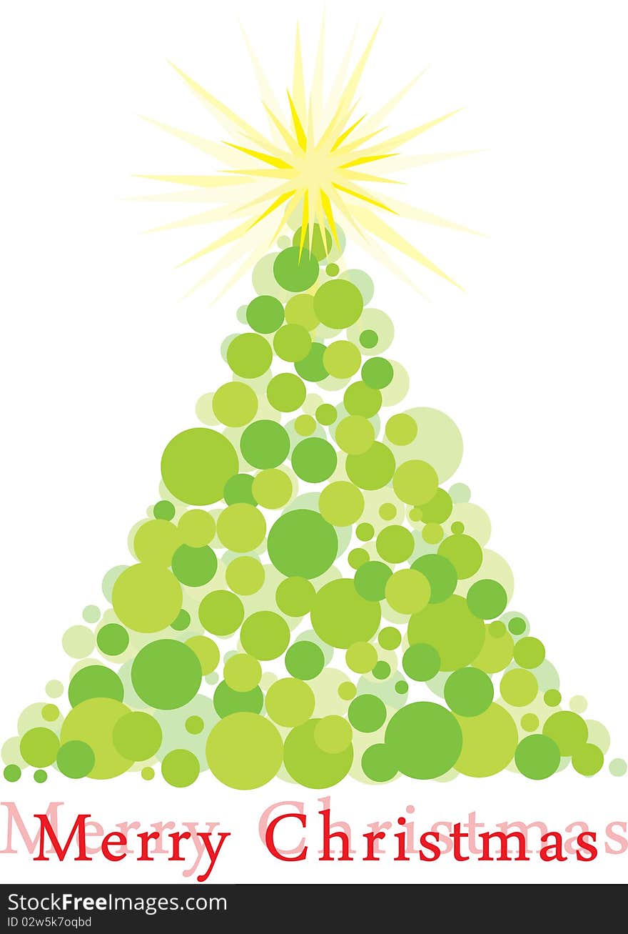 Merry christmas - christmas bubble illustration with christmas tree. Merry christmas - christmas bubble illustration with christmas tree