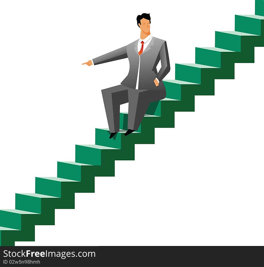 Illustration of a Businessman sitting on steps. Illustration of a Businessman sitting on steps