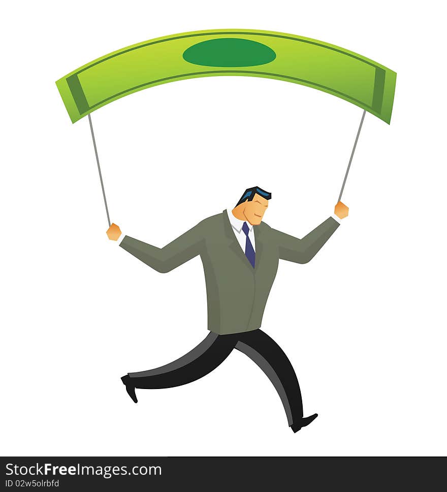 Illustration of a Businessman paragliding. Illustration of a Businessman paragliding