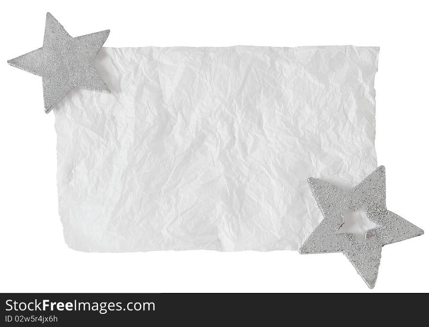 White crumpled paper and stars.