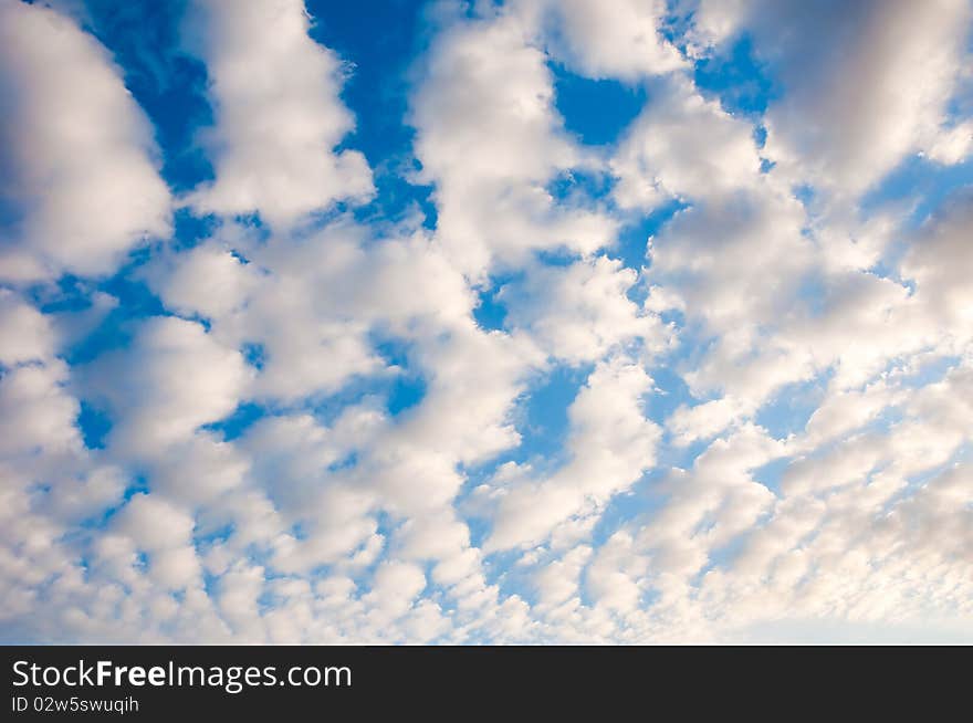 White Fluffy Cumulus Clouds. Background.