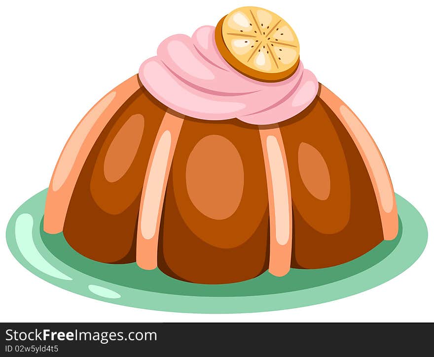 Illustration of isolated piece of cake on white background