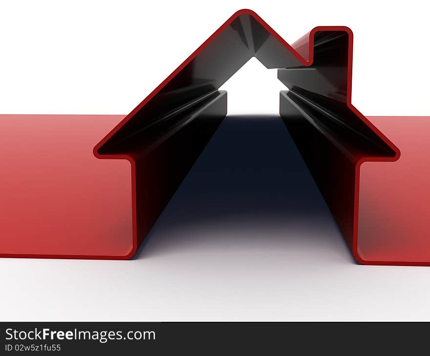 3d render of red house symbol isolated on white