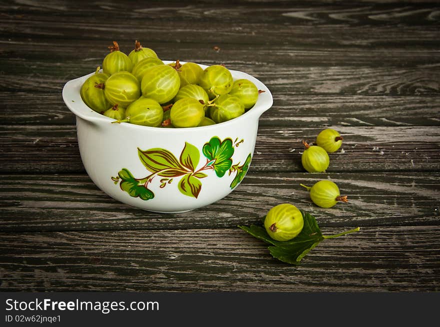 Bowl of freshly picked gooseberries