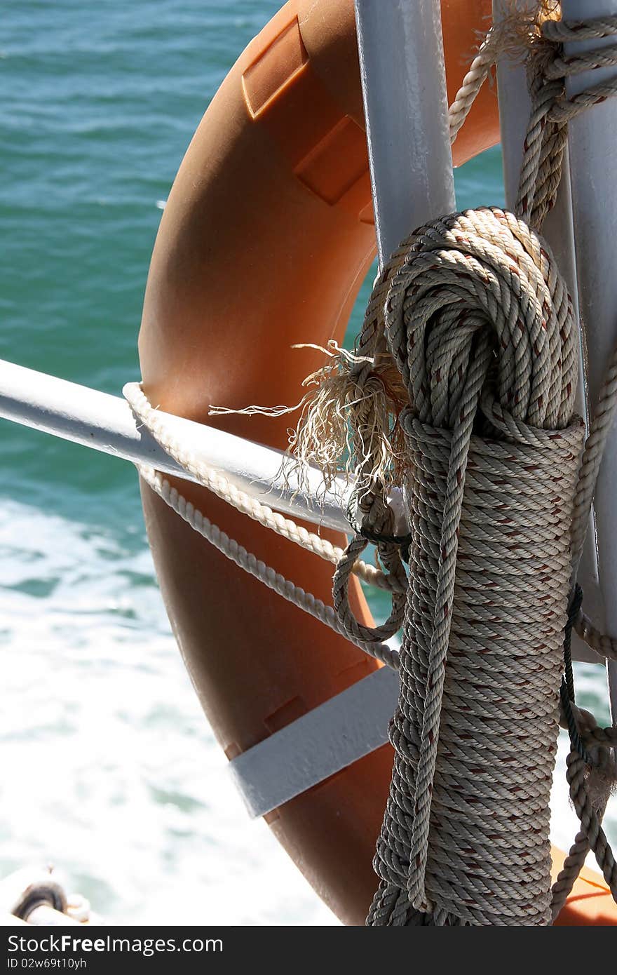 The Rope and lifebuoy it;s in the boat.