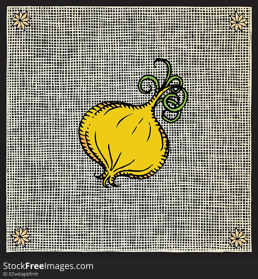 Onion woodcut