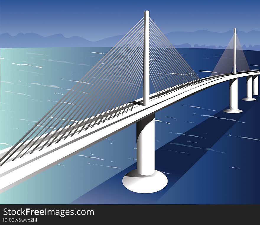 White Suspension Bridge crossing the sea