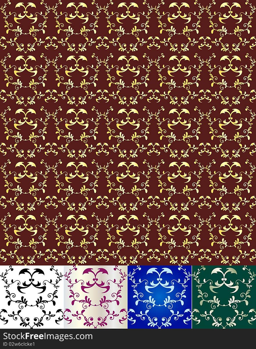 Elegant seamless pattern of different floral vignettes. Elegant seamless pattern of different floral vignettes