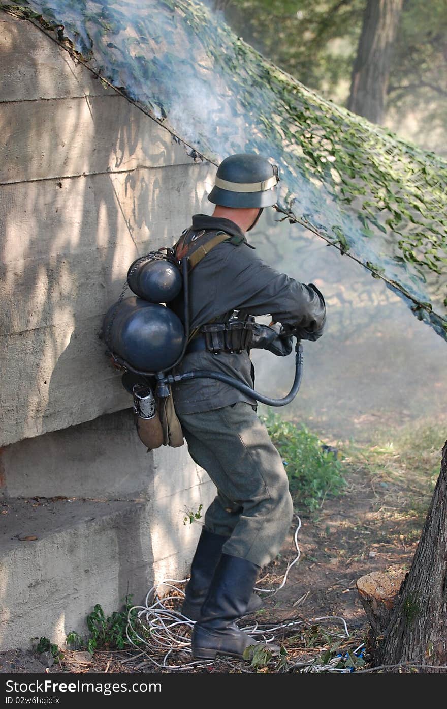 German soldier with flame-thrower