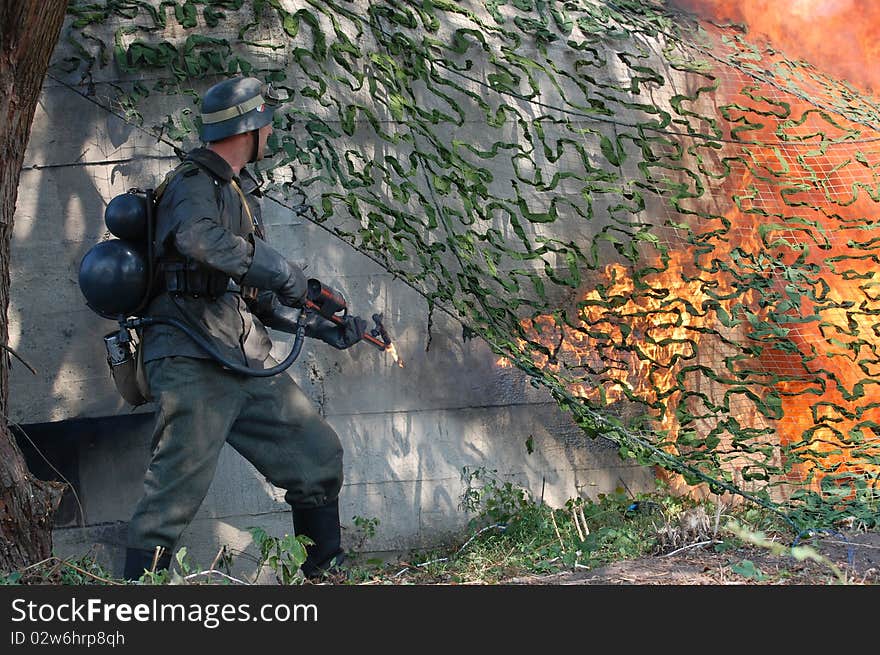 German Soldier With Flame-thrower