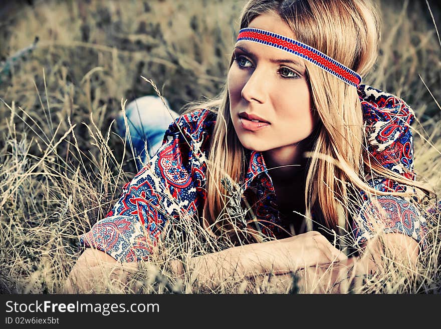 Relaxing on a grass