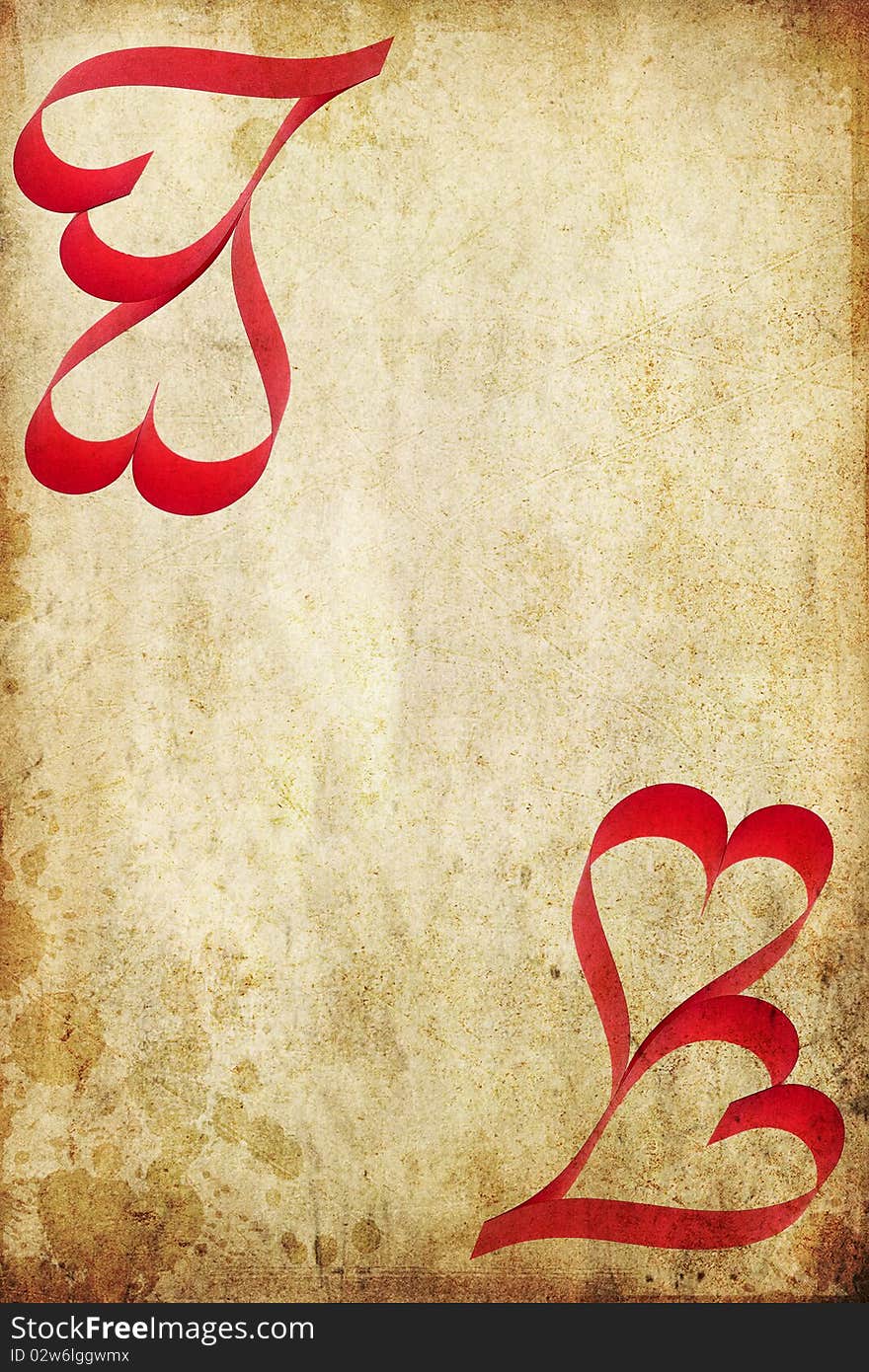 Vintage love message with hearts